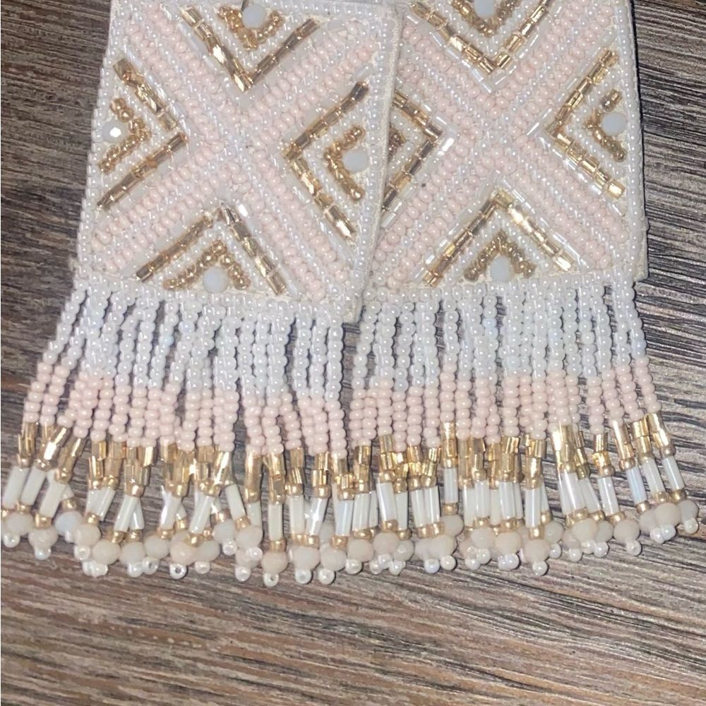 Neutral Strand Statement Earrings - NEW - Picture 3 of 3